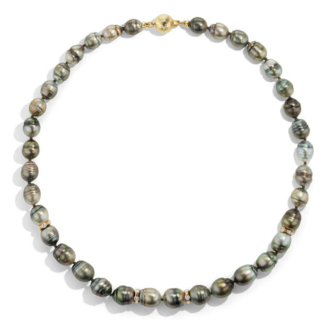 Tahitian Pearl Y- Necklace with Diamond Baguette