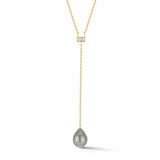 Tahitian Pearl Lariat Necklace with Diamond Baguette