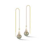 Tahitian pearl and salt and pepper diamond charm threader earrings Hi June Parker