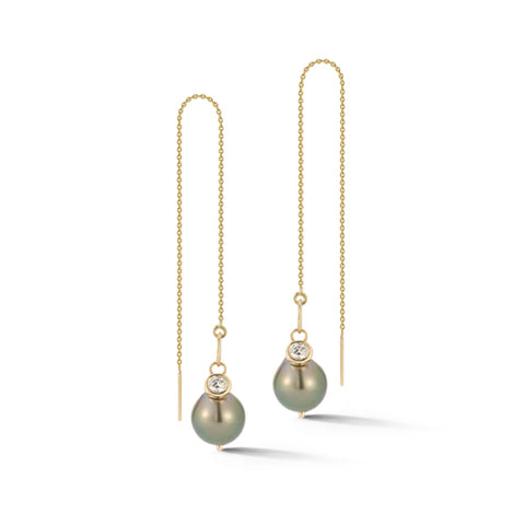 Mana Baroque Pearl and baguette diamond earrings