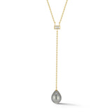 Tahitian pearl and baguette diamond lariat necklace 14k hi june parker