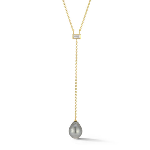 Tahitian pearl necklace with diamond charms