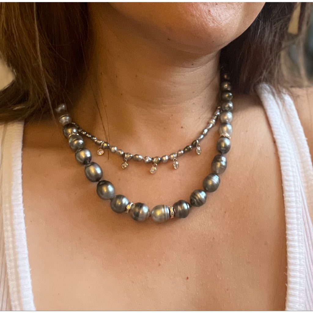 Tahitian pearl 18" with diamond accents Hi June Parker