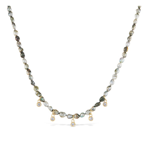 Blossom baroque pearl and chain convertable necklace