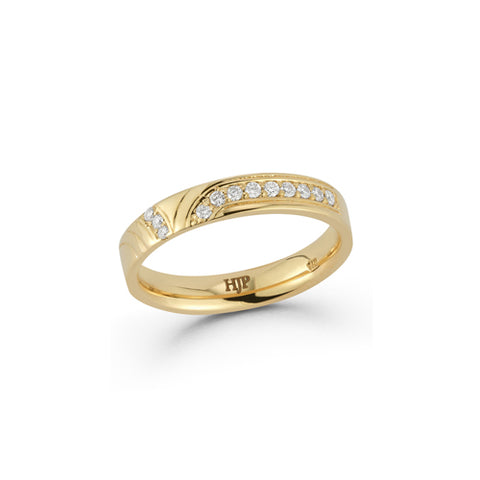 14k Yellow Gold Tipped Diamond Comfort Fit Ring Band