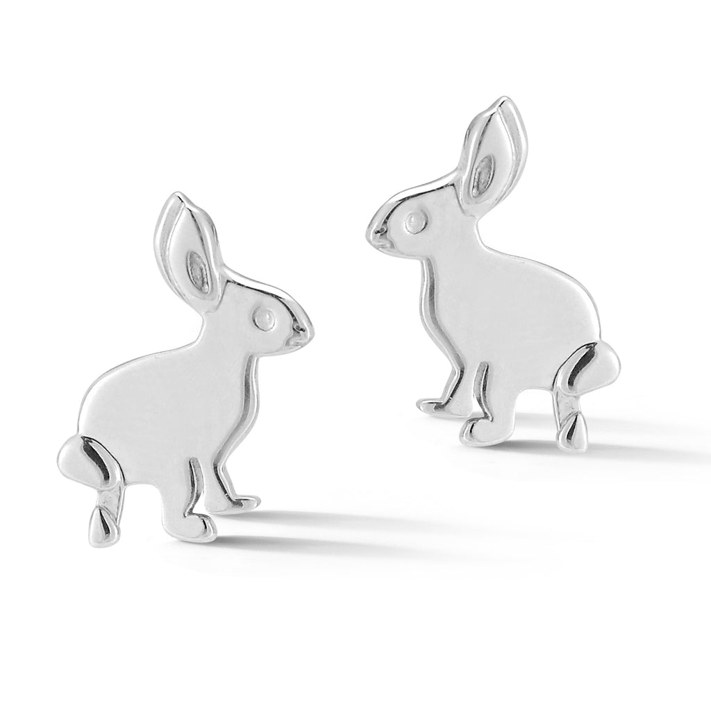Trickster bunny rabbit silver stud earrings Hi June Parker
