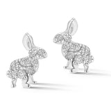 Trickster bunny rabbit diamond stud earrings silver Hi June Parker