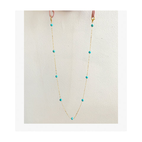Eye-wear Chain with Chrysoprase stone bead stations