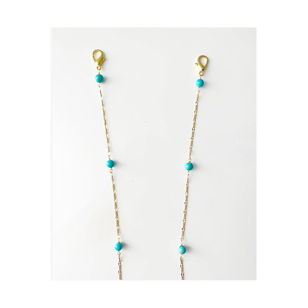 turquoise chain, ete-wear and mask chain, gold color