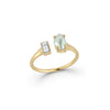 14k Yellow Gold Baroque Pearl and baguette diamond Two step open ring