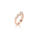14k rose gold diamond bar d-shape ring, tapered diamonds ring