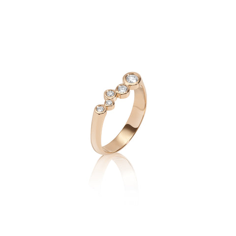 14k Yellow Gold Baroque Pearl and baguette diamond Two step open ring