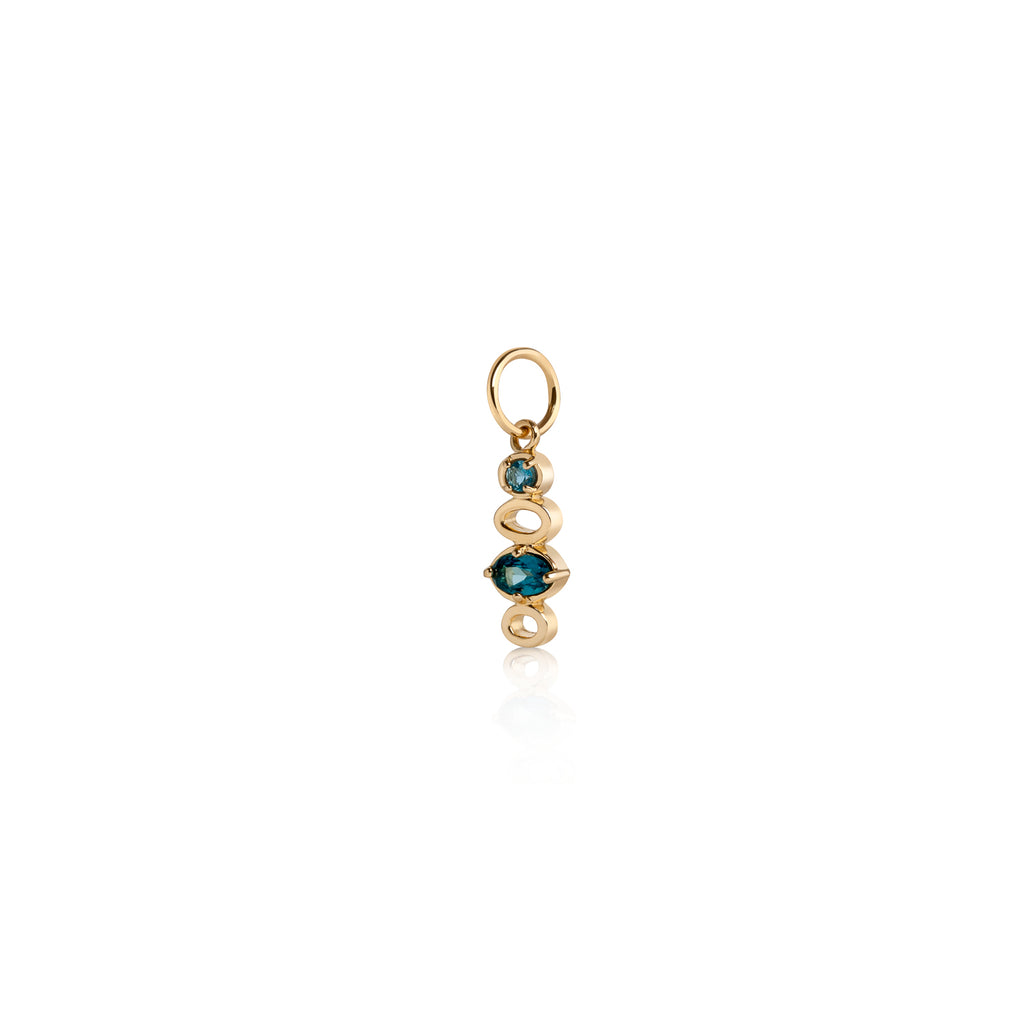 Giftable charm, Blue stones charm, vermeil, 14k gold plated sterling silver