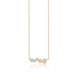 14k yellow gold diamond bar pendant, tapered diamonds chain necklace