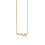 14k rose gold diamond bar pendant, tapered diamonds chain necklace