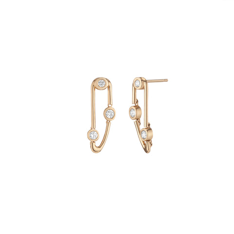 Electric Red Mini 3-stone Single Stud Earring