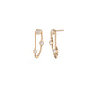 14k gold left and right diamond earrings, solid gold contemporary statement earrings with diamonds