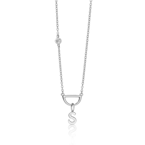 Diamond cut chain with diamond and alphabet letter charm