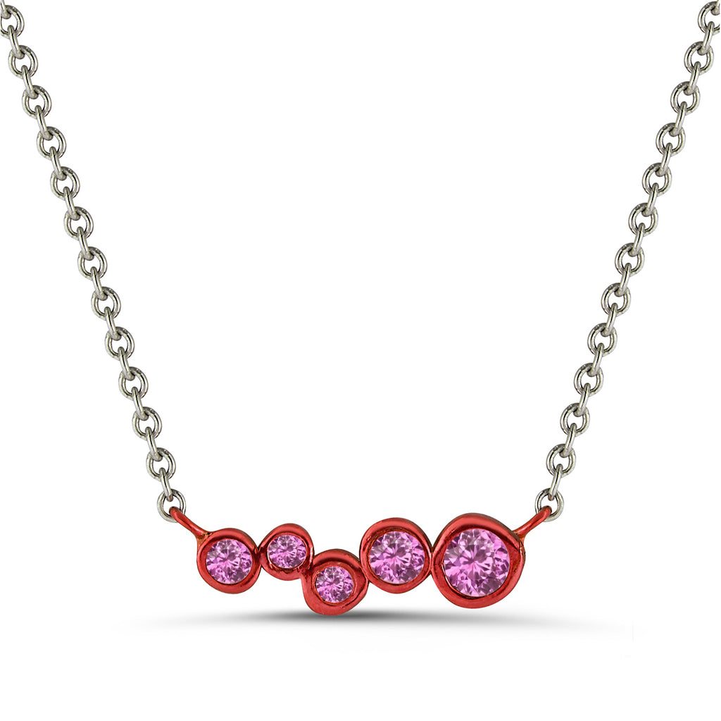 Electric 80s Red shadows bar pendant with pink sapphires