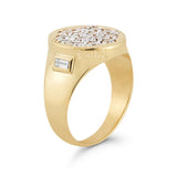 Hi June Parker Queens white diamond pavé signet ring 14k yellow gold
