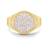 Hi June Parker Queens white diamond pavé signet ring 14k yellow gold