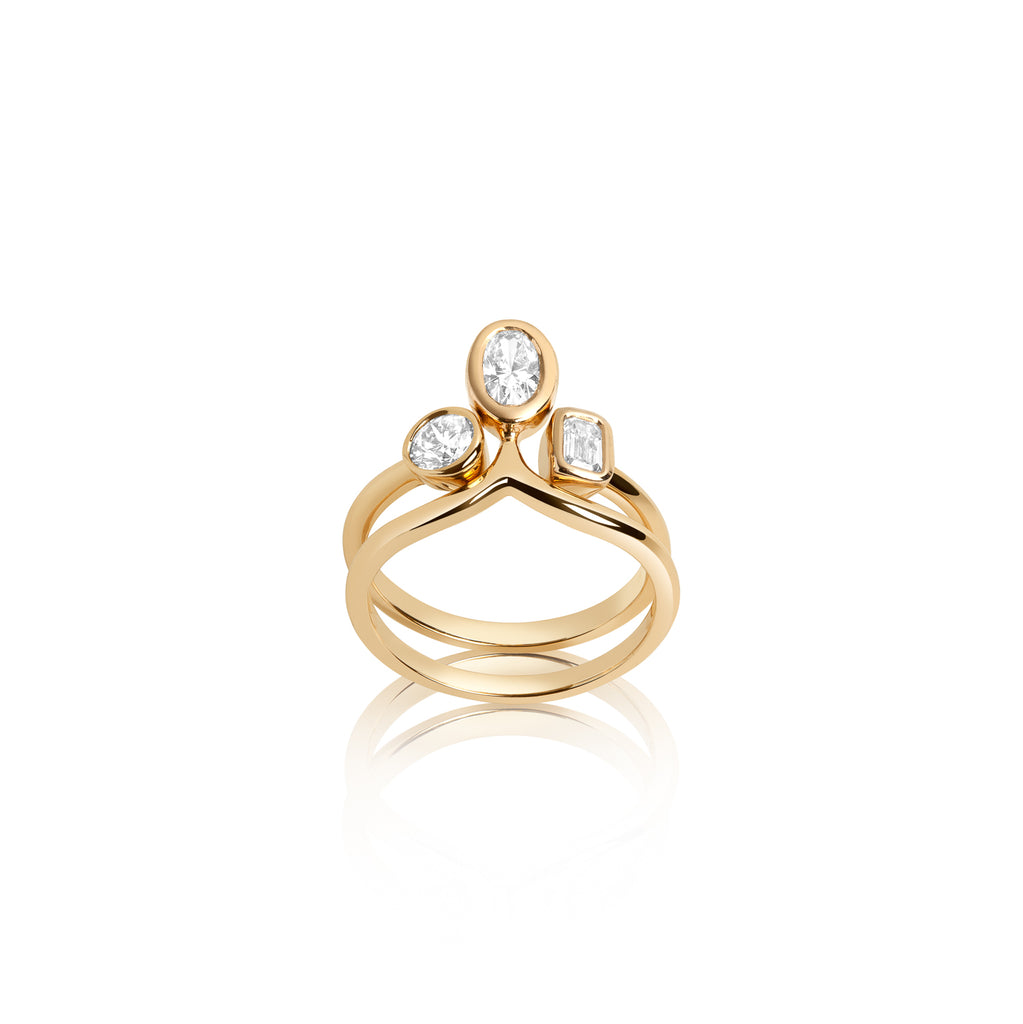 14k gold oval engagement ring set, diamond engagement rings, stackable diamond gold rings