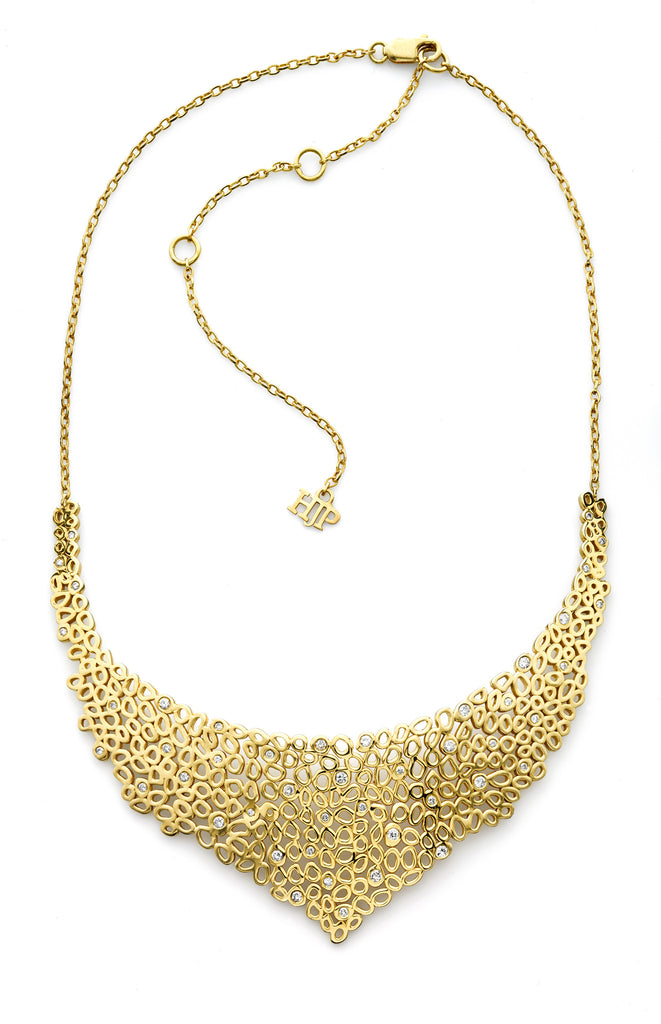 Softy Collection Gold Large Angular Textured Statement Necklace – BOO  Jewellery