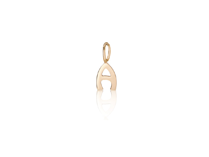 Alphabet letter gold charm, Letter A charm, 14k gold letter charm