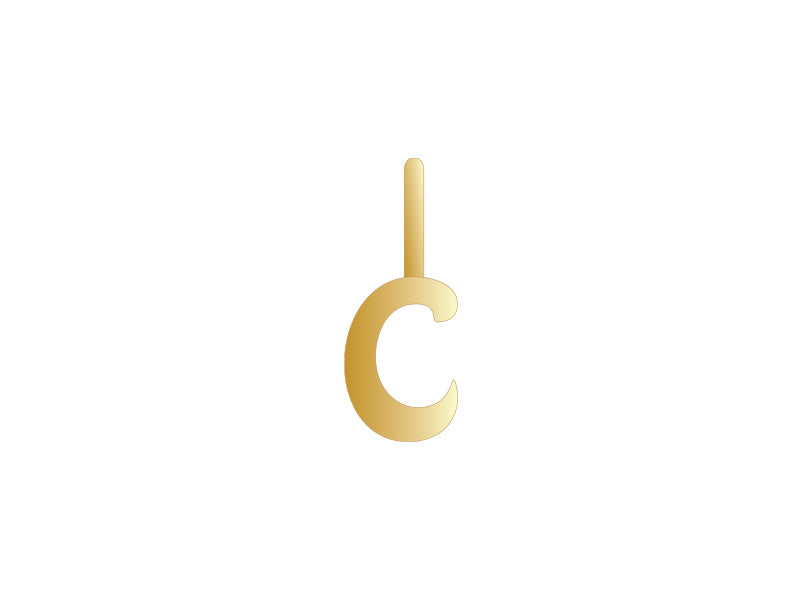 Alphabet letter gold charm, Letter C charm, 14k gold letter charm