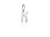 Alphabet letter gold charm, Letter K charm, 14k White  gold letter charm