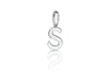 Alphabet letter gold charm, Letter S charm, 14k White gold letter charm