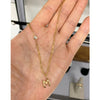 14k gold paperclip chain with floating diamond, rectangle link gold chain with bezel set diamond, 14k gold chain