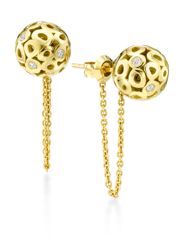 Amazon.com: Doubnine Big Ball Earrings Drop Dangle Chain Gold Hanging  Statement Golden Earrings for Women: Clothing, Shoes & Jewelry