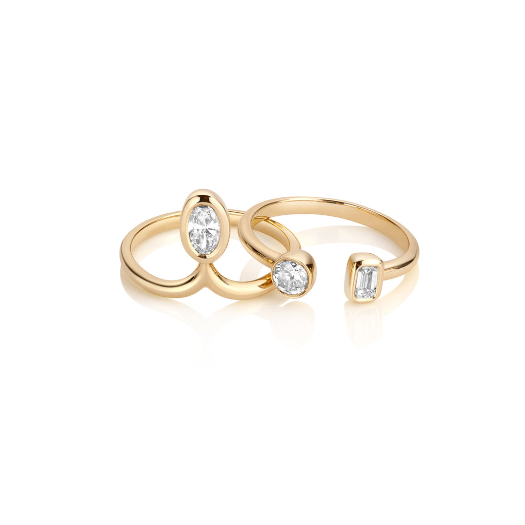 14k gold oval engagement ring set, diamond engagement rings, stackable diamond gold rings