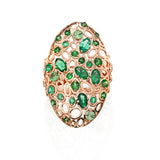 open work statement gemstone ring, 18k rose gold emerald ring, tsavorite statement ring